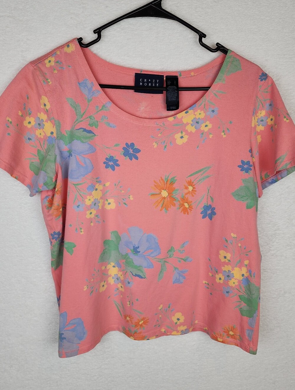 LIZ CLAIBORNE Crazy Horse 100% Cotton Floral Tee L